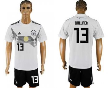 Germany #13 Ballack White Home Soccer Country Jersey