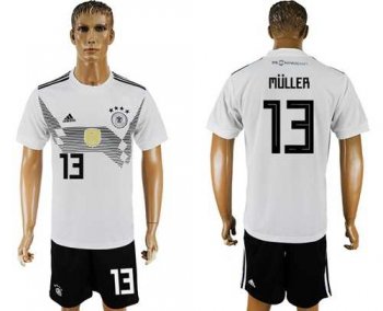 Germany #13 Muller White Home Soccer Country Jersey