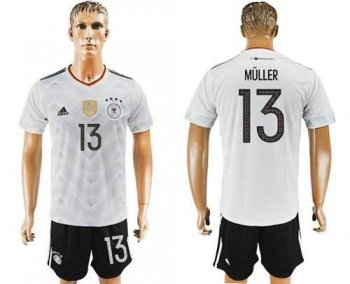 Germany #13 Muller White Home Soccer Country Jersey