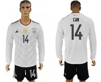 Germany #14 Can White Home Long Sleeves Soccer Country Jersey