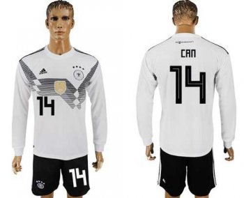 Germany #14 Can White Home Long Sleeves Soccer Country Jersey