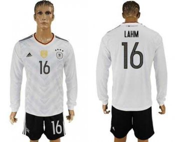 Germany #16 Lahm White Home Long Sleeves Soccer Country Jersey