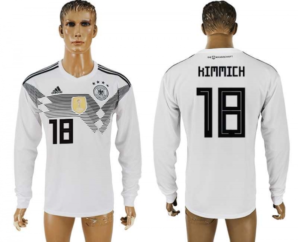 Germany #18 KIMMICH Home 2018 FIFA World Cup Long Sleeve Thailand Soccer Jersey