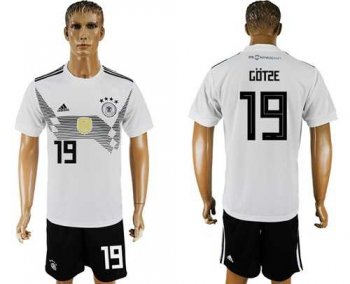 Germany #19 Gotze White Home Soccer Country Jersey