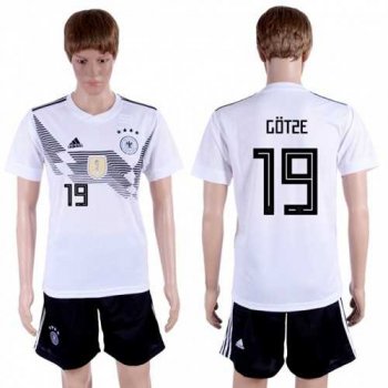 Germany #19 Gotze White Home Soccer Country Jersey