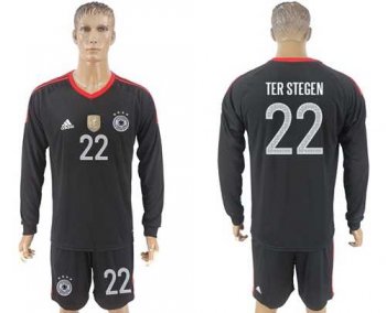 Germany #22 Ter Stegen Black Goalkeeper Long Sleeves Soccer Country Jersey