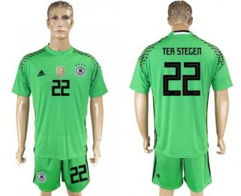 Germany #22 Ter Stegen Green Goalkeeper Soccer Country Jersey