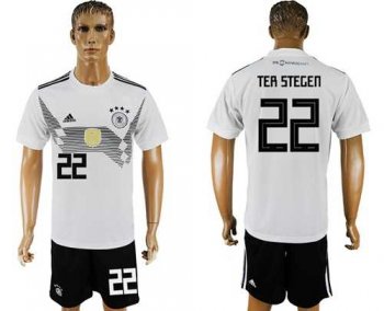 Germany #22 Ter Stegen White Home Soccer Country Jersey