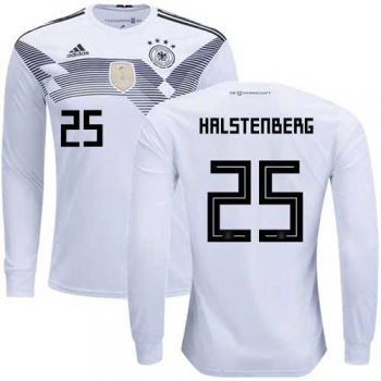 Germany #25 Halstenberg White Home Long Sleeves Soccer Country Jersey