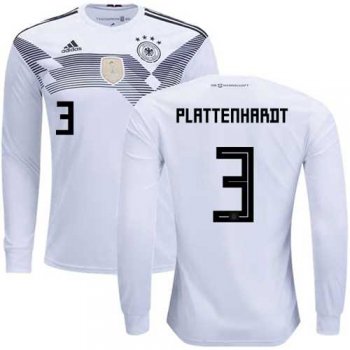 Germany #3 Plattenhardt White Home Long Sleeves Soccer Country Jersey