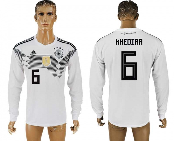 Germany #6 KHEDIRA Home 2018 FIFA World Cup Long Sleeve Thailand Soccer Jersey