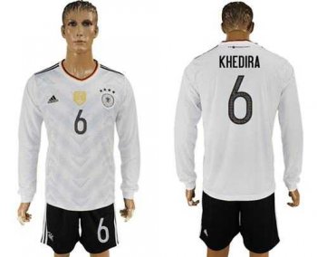 Germany #6 Khedira White Home Long Sleeves Soccer Country Jersey