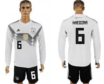 Germany #6 Khedira White Home Long Sleeves Soccer Country Jersey