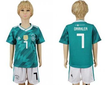 Germany #7 Draxler Away Kid Soccer Country Jersey