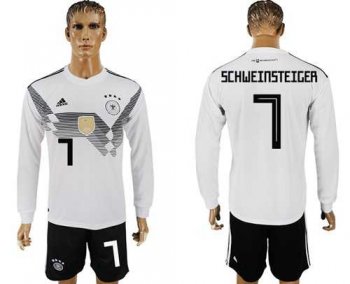 Germany #7 Schweinsteiger White Home Long Sleeves Soccer Country Jersey