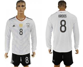 Germany #8 Kroos White Home Long Sleeves Soccer Country Jersey