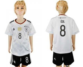 Germany #8 Ozil White Home Kid Soccer Country Jersey