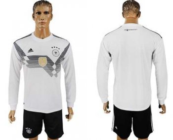 Germany Blank White Home Long Sleeves Soccer Country Jersey