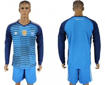 Germany Lake Blue Goalkeeper 2018 FIFA World Cup Long Sleeve Soccer Jersey