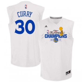 Golden State Warriors #30 Stephen Curry White 2017 NBA Champions Jersey