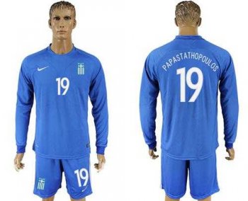 Greece #19 Papastathopoulos Away Long Sleeves Soccer Country Jersey