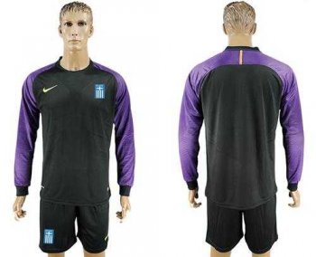 Greece Blank Black Goalkeeper Long Sleeves Soccer Country Jersey