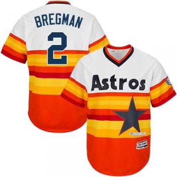 Houston Astros #2 Alex Bregman White Orange Flexbase Authentic Collection Cooperstown Stitched MLB Jersey