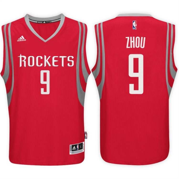 Houston Rockets #9 Zhou Qi Road Red New Swingman Stitched NBA Jersey