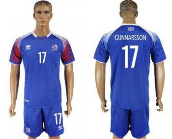 Iceland #17 Gunnarsson Home Soccer Country Jersey