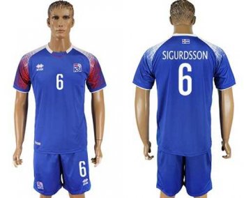 Iceland #6 Sigurdsson Home Soccer Country Jersey