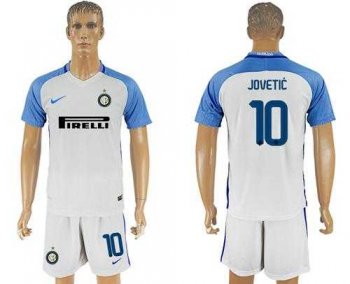 Inter Milan #10 Jovetic White Away Soccer Club Jersey