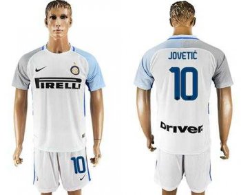 Inter Milan #10 Jovetic White Away Soccer Club Jersey