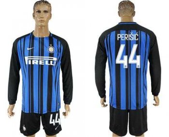 Inter Milan #44 Perisic Home Long Sleeves Soccer Club Jersey