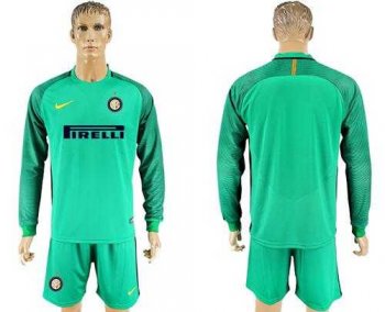 Inter Milan Blank Green Goalkeeper Long Sleeves Soccer Club Jersey