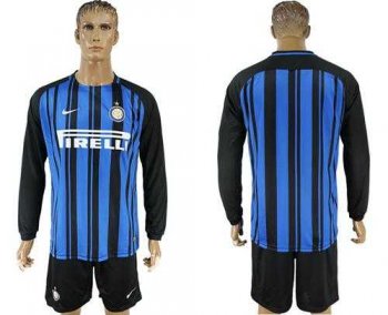 Inter Milan Blank Home Long Sleeves Soccer Club Jersey