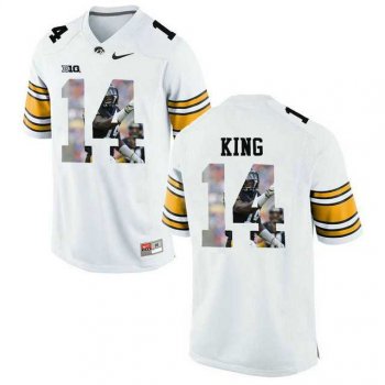 Iowa Hawkeyes #14 Desmond King White With Portrait Print College Football Jersey