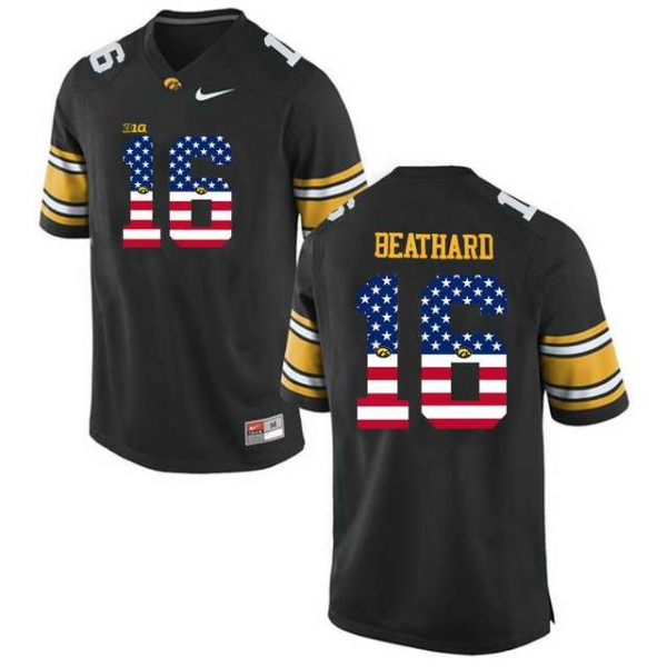 Iowa Hawkeyes #16 C.J Beathard Black USA Flag College Football Limited Jersey