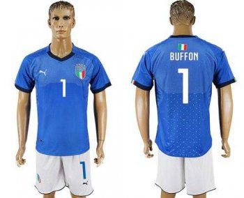 Italy #1 Buffon Blue Home Soccer Country Jersey