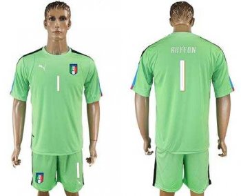 Italy #1 Buffon Green Goalkeeper Soccer Country Jersey