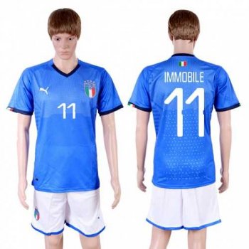 Italy #11 Immobile Home Soccer Country Jersey