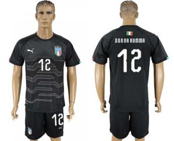 Italy #12 Donna Rumma Black Goalkeeper Soccer Country Jersey