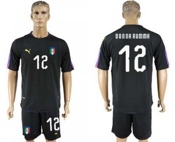 Italy #12 Donna Rumma Black Goalkeeper Soccer Country Jersey