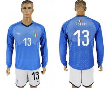 Italy #13 Astori Blue Home Long Sleeves Soccer Country Jersey