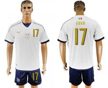 Italy #17 Eder Away Soccer Country Jersey