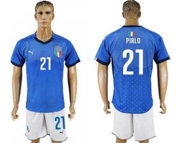 Italy #21 Pirlo Blue Home Soccer Country Jersey