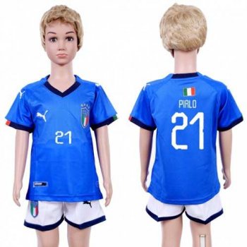 Italy #21 Pirlo Home Kid Soccer Country Jersey