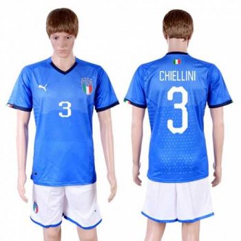 Italy #3 Chiellini Home Soccer Country Jersey