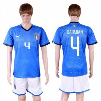 Italy #4 Darmian Home Soccer Country Jersey