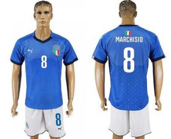 Italy #8 Marchisio Blue Home Soccer Country Jersey