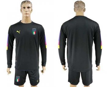 Italy Blank Black Long Sleeves Goalkeeper Soccer Country Jersey